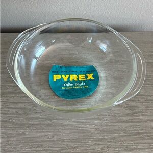 Vintage **Pyrex Clear Glass 9” Pie Plate Open Baker w/ Original Label – Corning